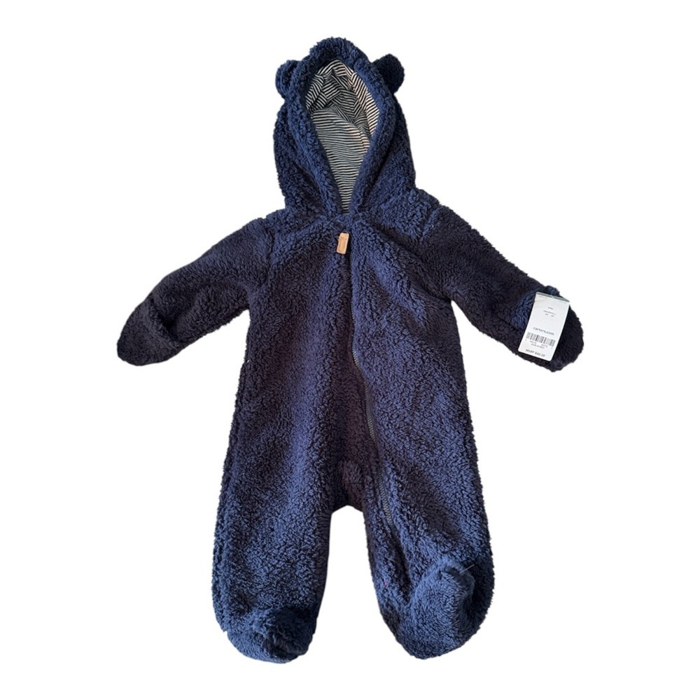 NWT Carters Cozy Kids Fleece Footed Sleeper- Navy Blue